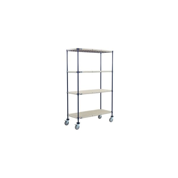 Global Equipment Nexelite reg Vented Plastic Mat Shelf Truck, 42"L x 18"W x 69"H, Polyurethane Brake Casters C18426PPMB - main